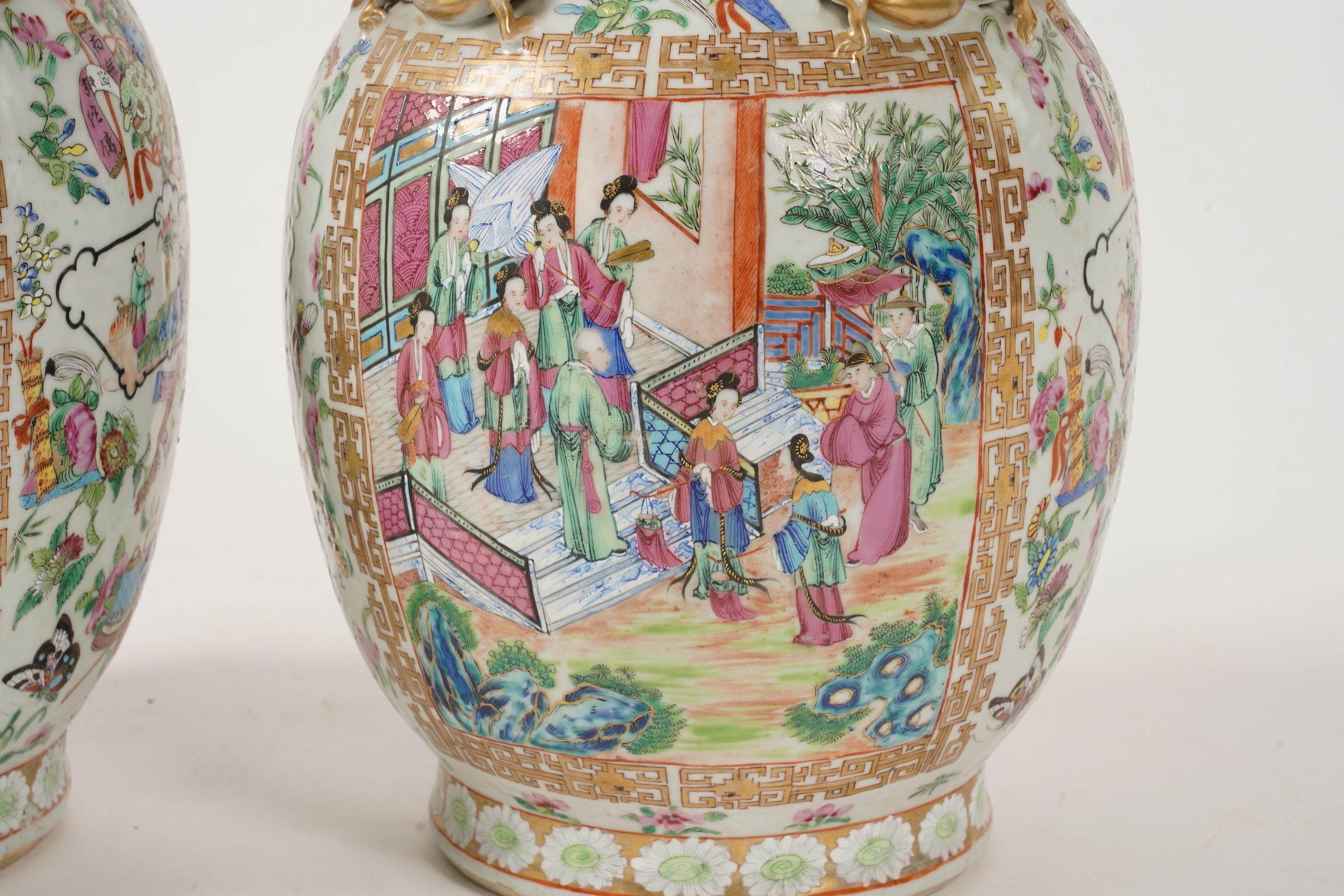 A pair of Chinese famille rose vases, Daoguang period, c.1830